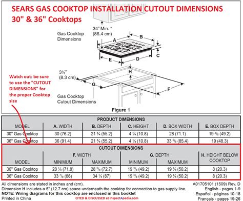 gas cooktop depth